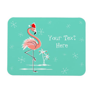 Christmas Flamingo Text magnet flexible
