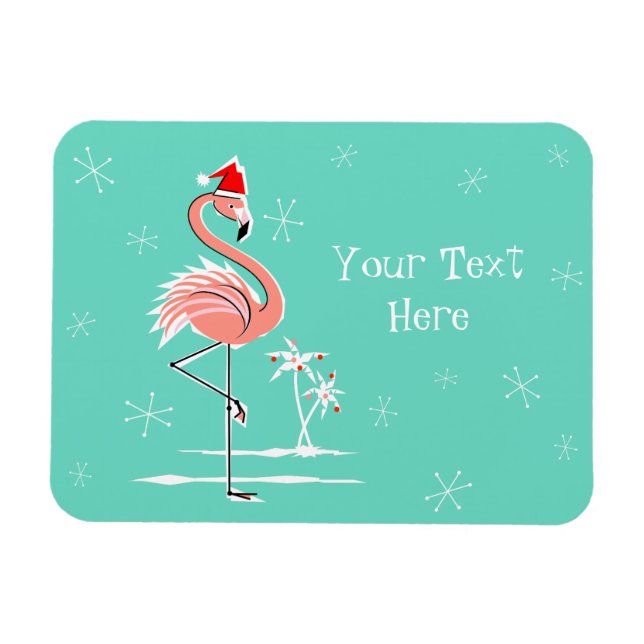 Christmas Flamingo Text magnet flexible (Horizontal)