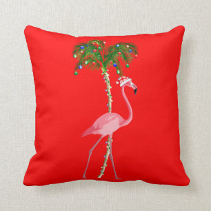 Christmas Flamingo Throw Pillow
