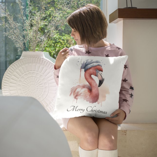 Christmas Flamingo Throw Pillow (Creator Uploaded)
