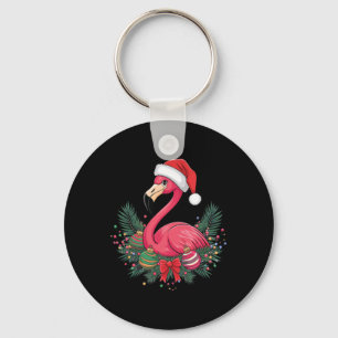 Christmas Flamingo Winter  Keychain