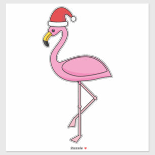 Christmas Flamingo with Santa Hat