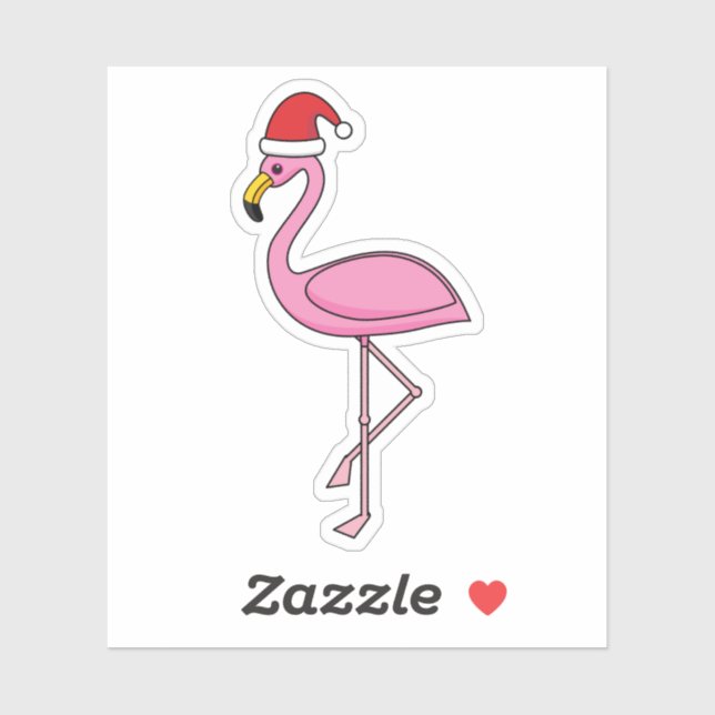 Christmas Flamingo with Santa Hat (Sheet)