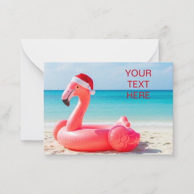 Christmas flamingo with santa hat card (Front)