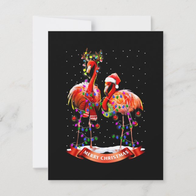 Christmas Flamingos Classic Card (Front)