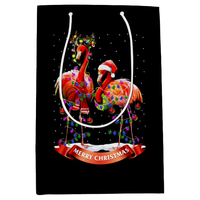 Christmas Flamingos Classic Medium Gift Bag (Front)