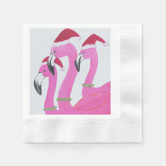 Christmas Flamingos Napkin