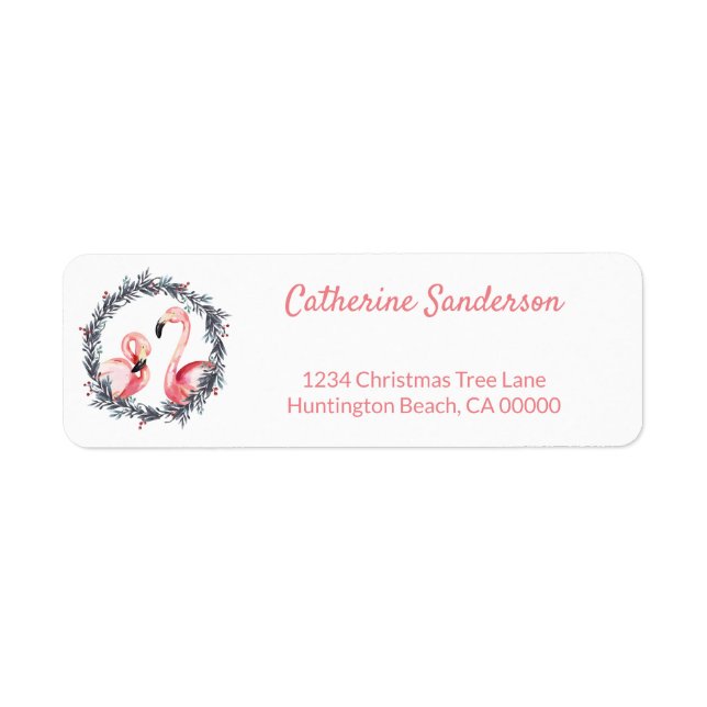 Christmas flamingos Pink Return Address (Front)