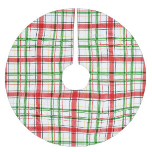 Christmas Flannel Plaid Tartan Design - White Brushed Polyester Tree Skirt
