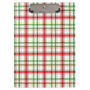 Christmas Flannel Plaid Tartan Design - White Clipboard