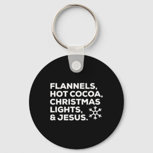 Christmas Flannels Hot Cocoa Christmas Lights An J Keychain