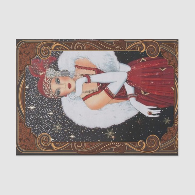 Christmas Flapper Girl Star-Drenched Night Sky Tissue Paper (Front)