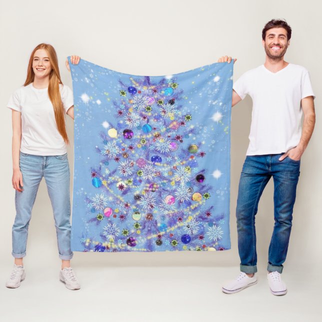 Christmas Fleece Blanket Beautiful Christmas Tree (In Situ)