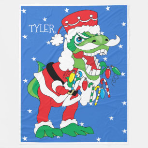 Christmas Fleece Blanket/Large TySantaSaurus Rex Blanket