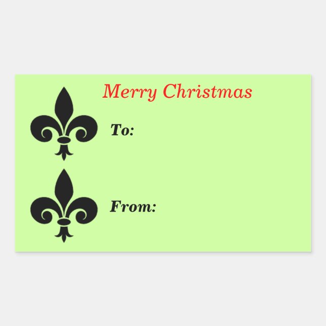 Christmas fleur de lis Green To From Large Sticker (Front)