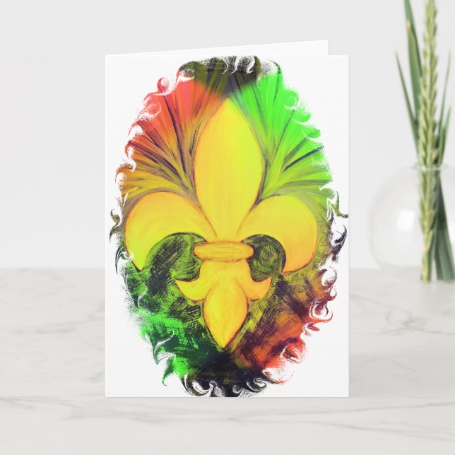 Christmas Fleur de Lis Holiday Card (Front)