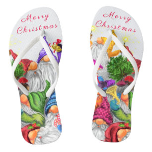 Christmas Flip Flops with Happy Gnomes Party