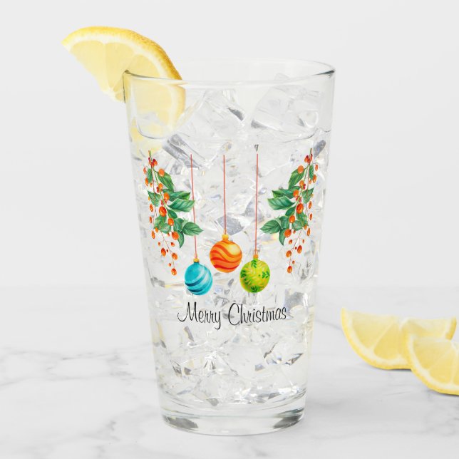 Christmas Floral And Ornaments Glass (Front Ice)