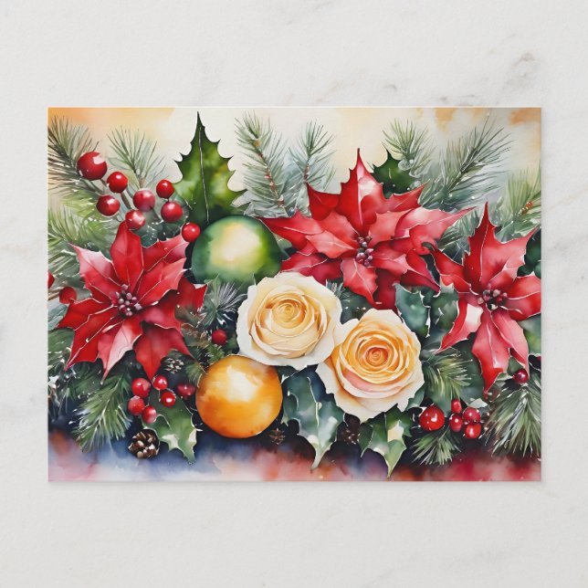 Christmas Floral Arrangement Postcard (Front)