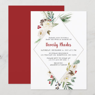 Christmas Floral Baby Shower Invitation
