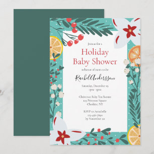 Christmas Floral Baby Shower Invitation