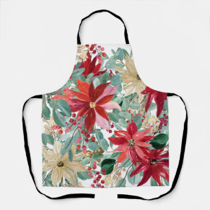 Christmas Floral Bird Art Apron