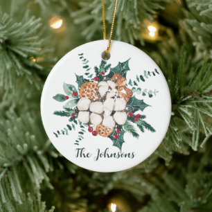 Christmas Floral Bouquet Ceramic Ornament