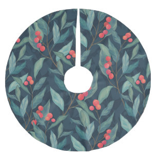 Christmas Floral Brushed Polyester Tree Skirt