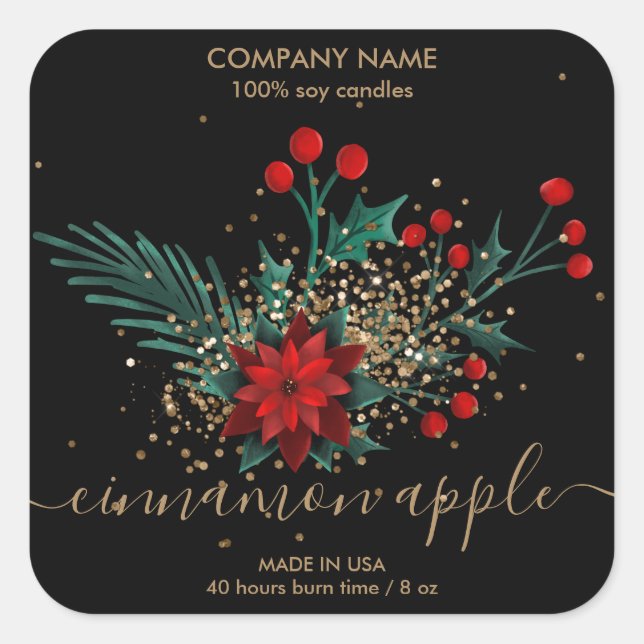 Christmas Floral Candle label product label (Front)