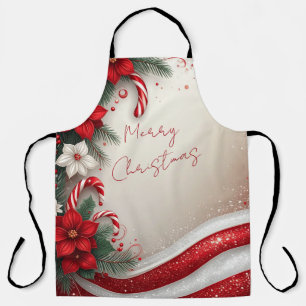 Christmas Floral Candy Canes Holiday Apron