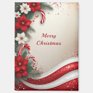 Christmas Floral Candy Canes Holiday Magnet