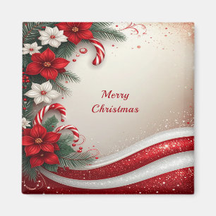 Christmas Floral Candy Canes Holiday Magnet