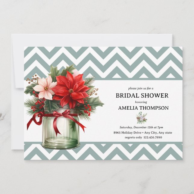Christmas Floral | Christmas Bridal Shower Invitation (Front)