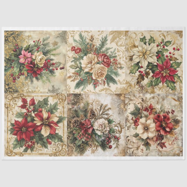 Christmas Floral Coaster Set Tissue Paper (Front)
