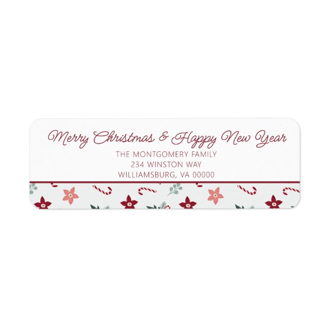 Christmas Floral Country Add Name Address Label (Front)