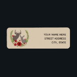 Christmas Floral Deer Address Label<br><div class="desc">Christmas address labels featuring an illustration of the busts of a buck and doe surrounded by red flowers,  holly,  and greenery.  Personalize with your name and address.</div>