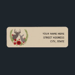 Christmas Floral Deer Address Label<br><div class="desc">Christmas address labels featuring an illustration of the busts of a buck and doe surrounded by red flowers,  holly,  and greenery.  Personalize with your name and address.</div>