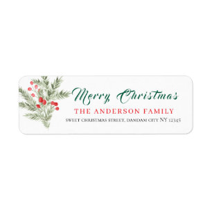 Christmas Floral Elegant Simple Return Address