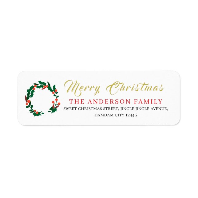 Christmas Floral Elegant Simple Return Address (Front)