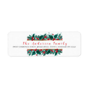 Christmas Floral Elegant Simple Return Address