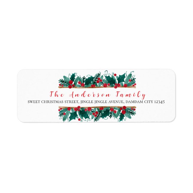 Christmas Floral Elegant Simple Return Address (Front)