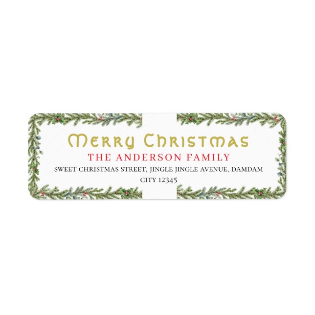 Christmas Floral Elegant Simple Return Address (Front)