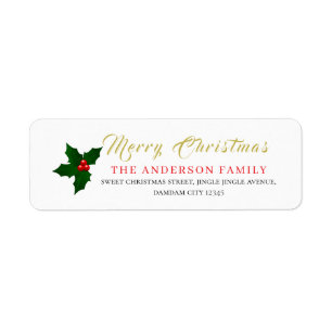 Christmas Floral Elegant Simple Return Address