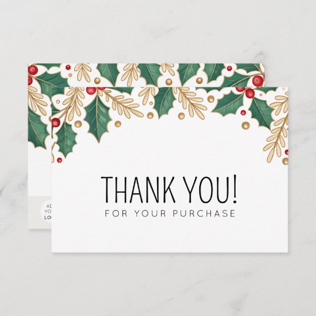 Christmas Floral Foliage Thank You Card (Front/Back)