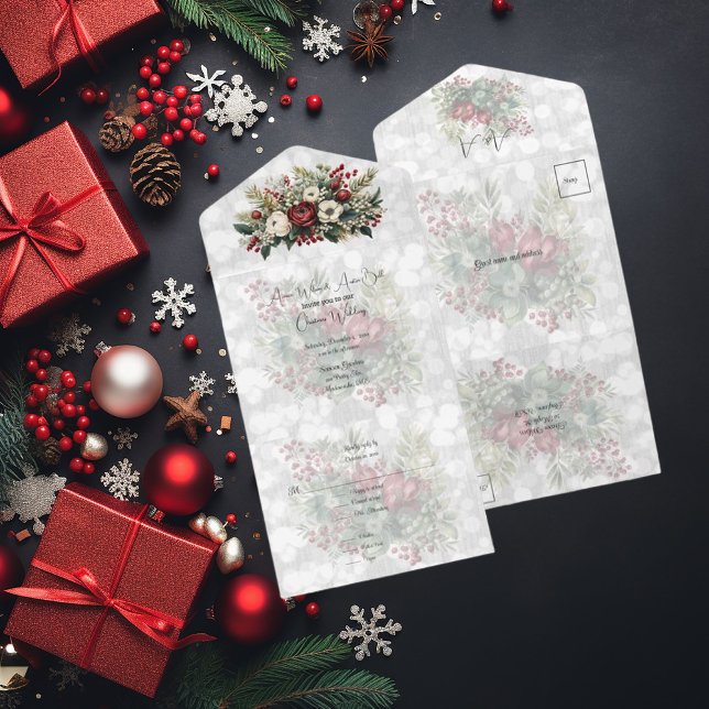 Christmas Floral Greenery Wedding  All In One Invitation (Creator Uploaded)