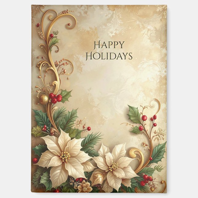 Christmas Floral Holiday Magnet (Front)