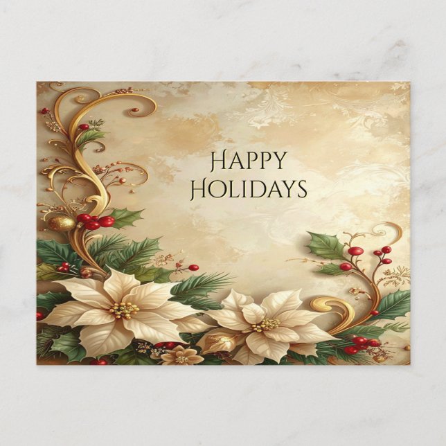 Christmas Floral Holiday Postcard (Front)