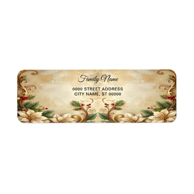 Christmas Floral Holiday Return Address Label (Devant)