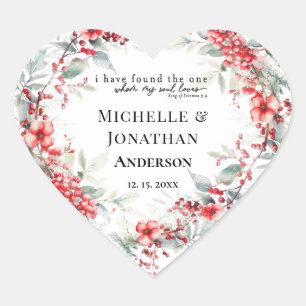 Christmas Floral Inspirational Bible Wedding Heart Sticker