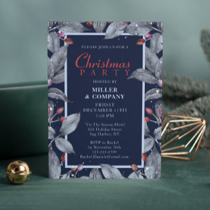 Christmas Floral Modern Corporate Christmas Party Invitation